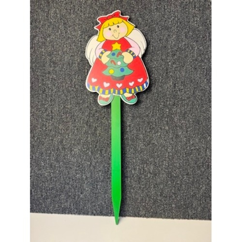 Vintage Angel Christmas Tree Wood Yard Stake Holiday Lawn Decor 31 Inch VGUC